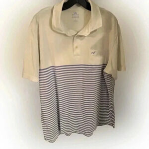Peter Millar mountainside collection men’s polo shirt white w/blue stripes. Sz L